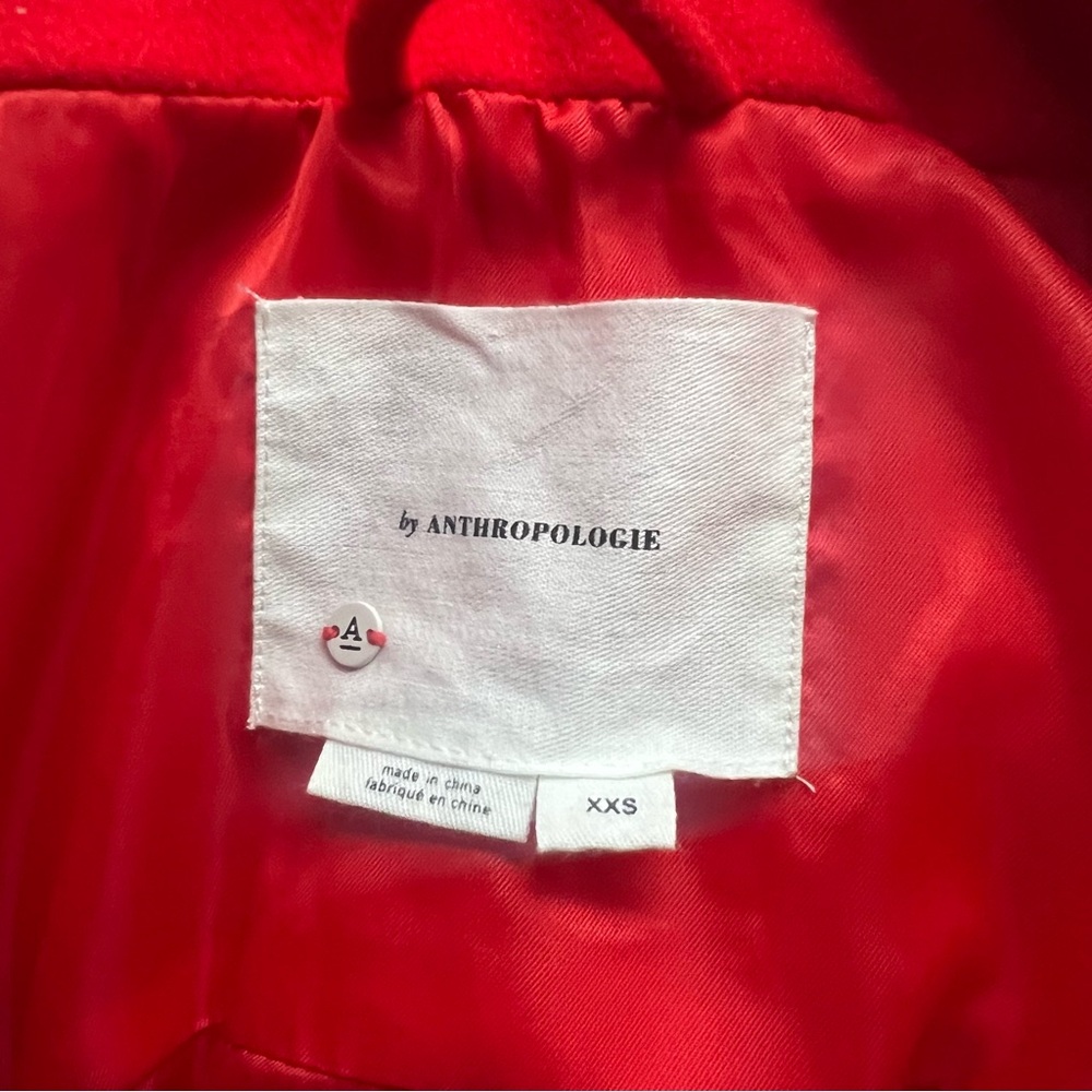 By Anthropologie Red Buttondown Duster Coat - Picture 8 of 9